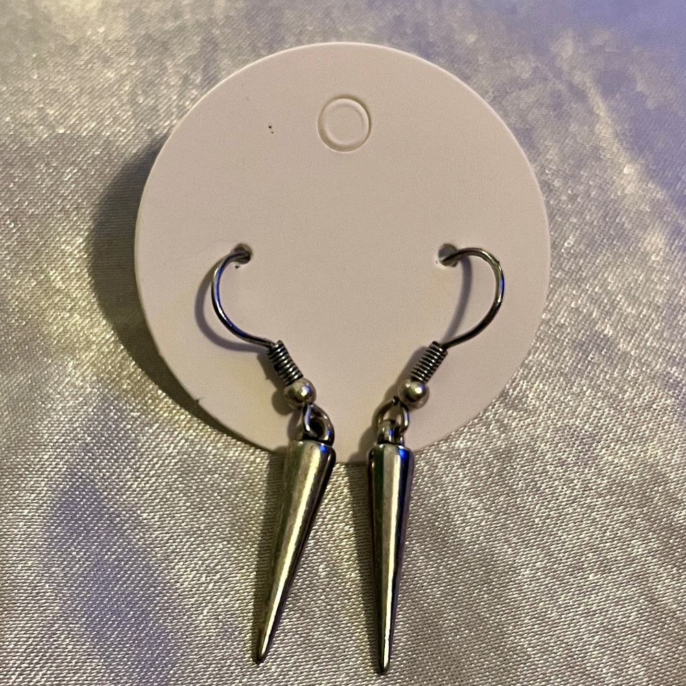 Gunmetal Gray Spike Dangle Earrings